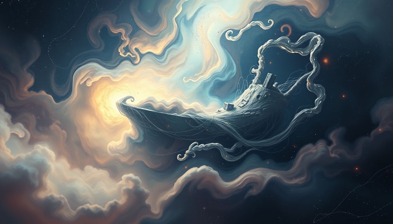 Tonący samochód symbolizuje utratę kontroli i lęk przed przyszłością.