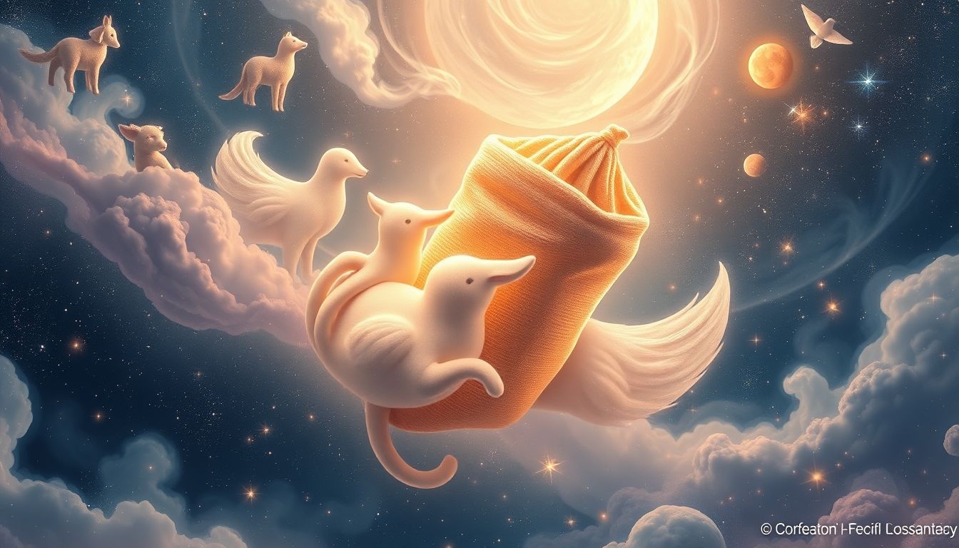 Worek słomiany symbolizuje troskę o zwierzęta i harmonię relacji.