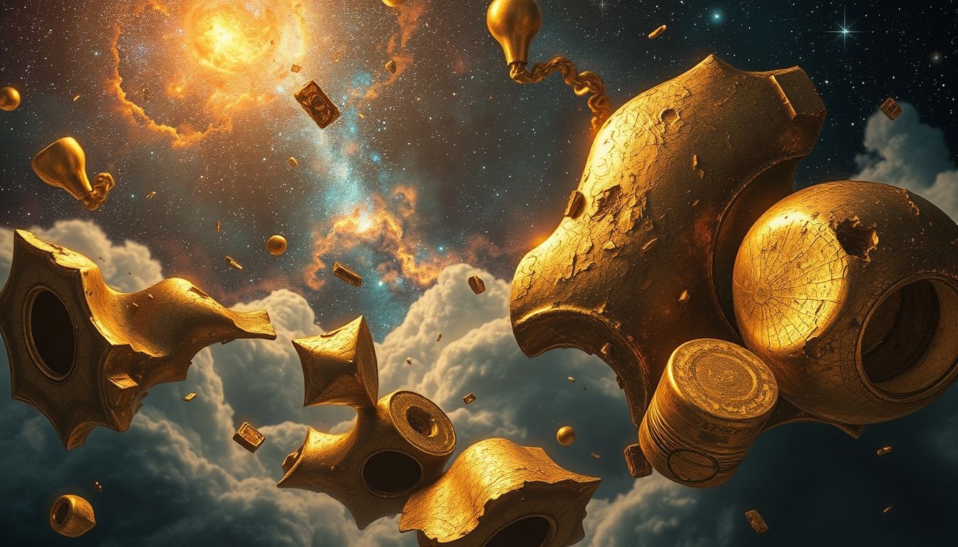 Zardzewiały mosiądz symbolizuje zapomnienie i utratę wartości.