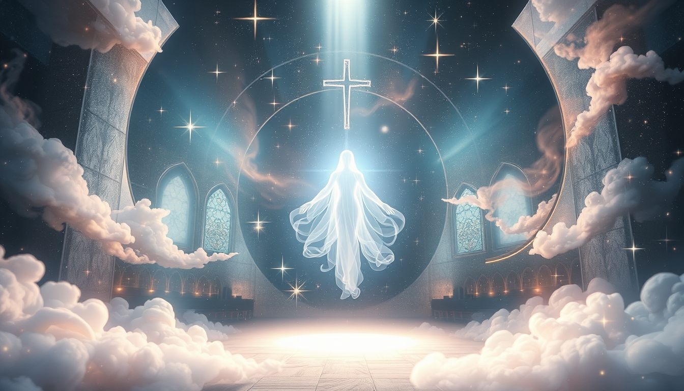 Zjawa w kościele symbolizuje duchową przemianę i oczyszczenie.
