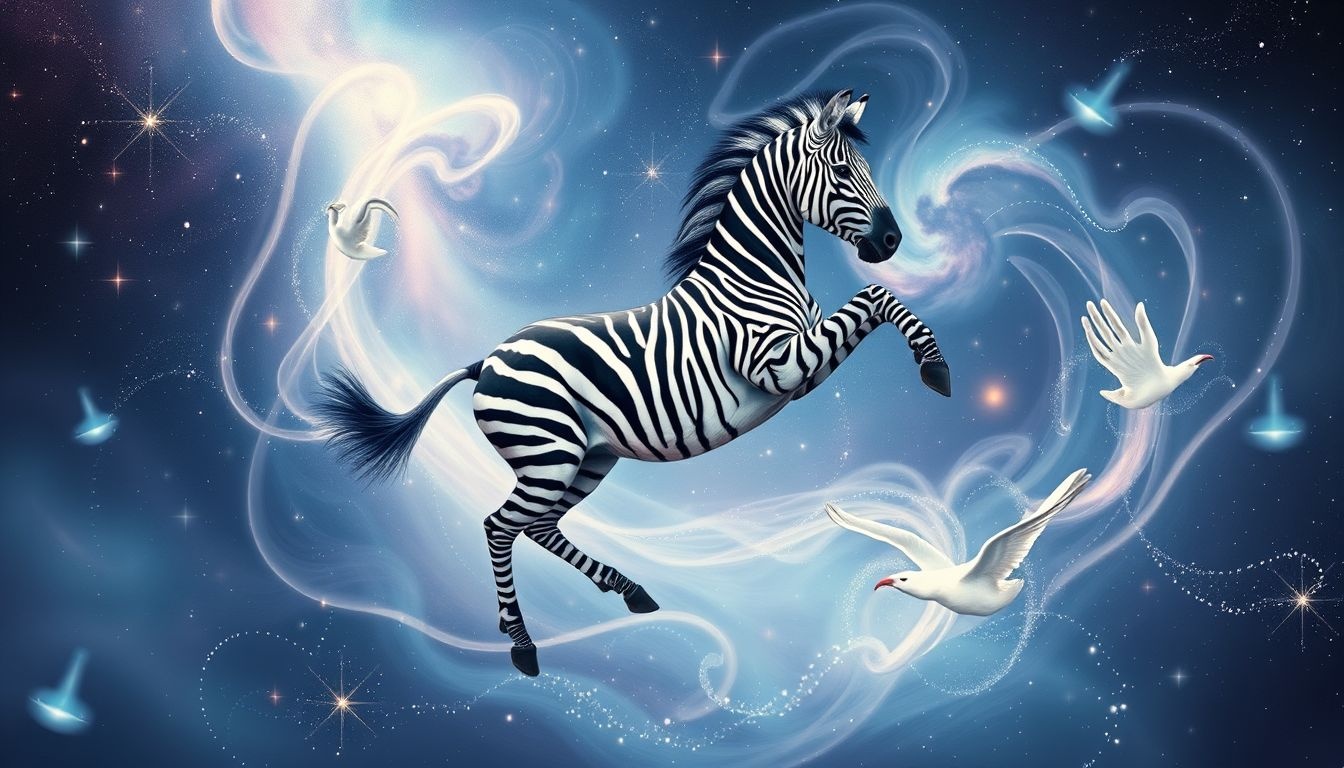 Tańcząca zebra symbolizuje radość i nieprzewidywalne zmiany w życiu.