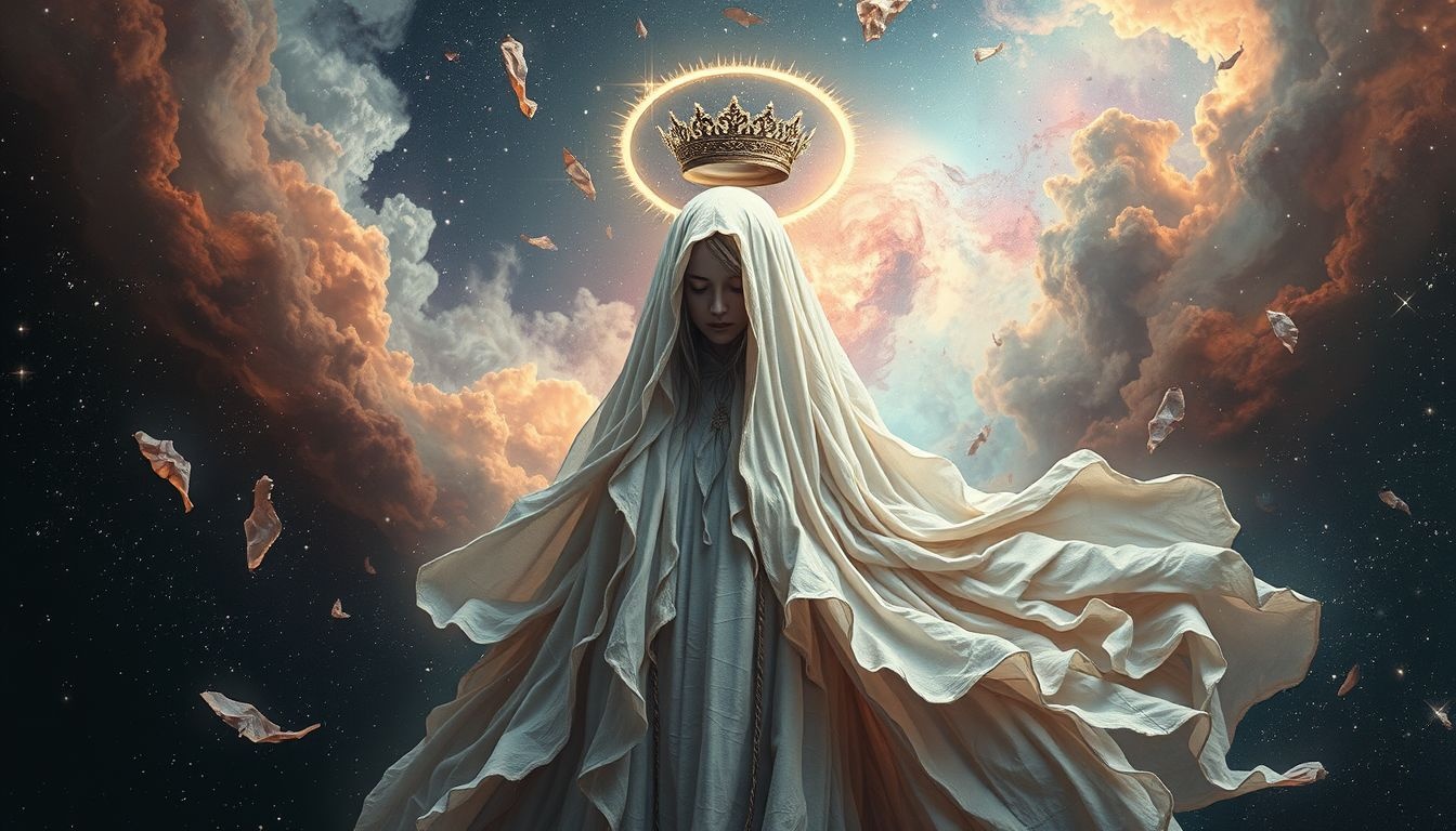 Łachmany na królu symbolizują utratę władzy i prestiżu.