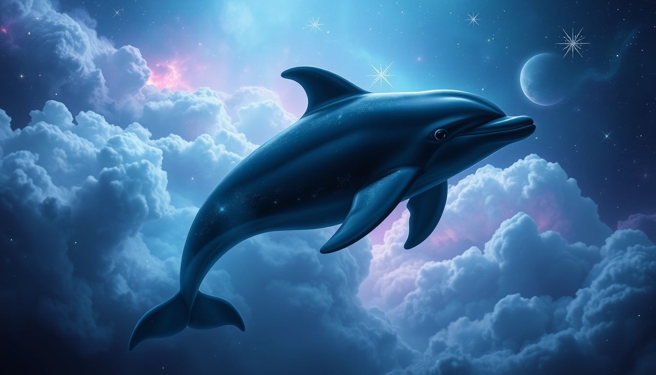 Czarny delfin symbolizuje tajemnicę i nieznane emocje snu.