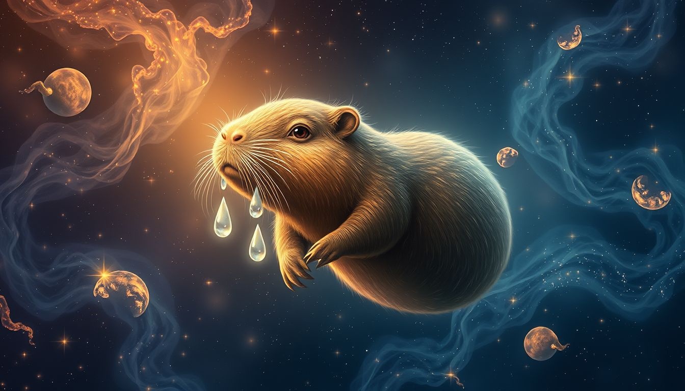 Kapibara płacząca symbolizuje ukryte emocje i potrzebę wsparcia.