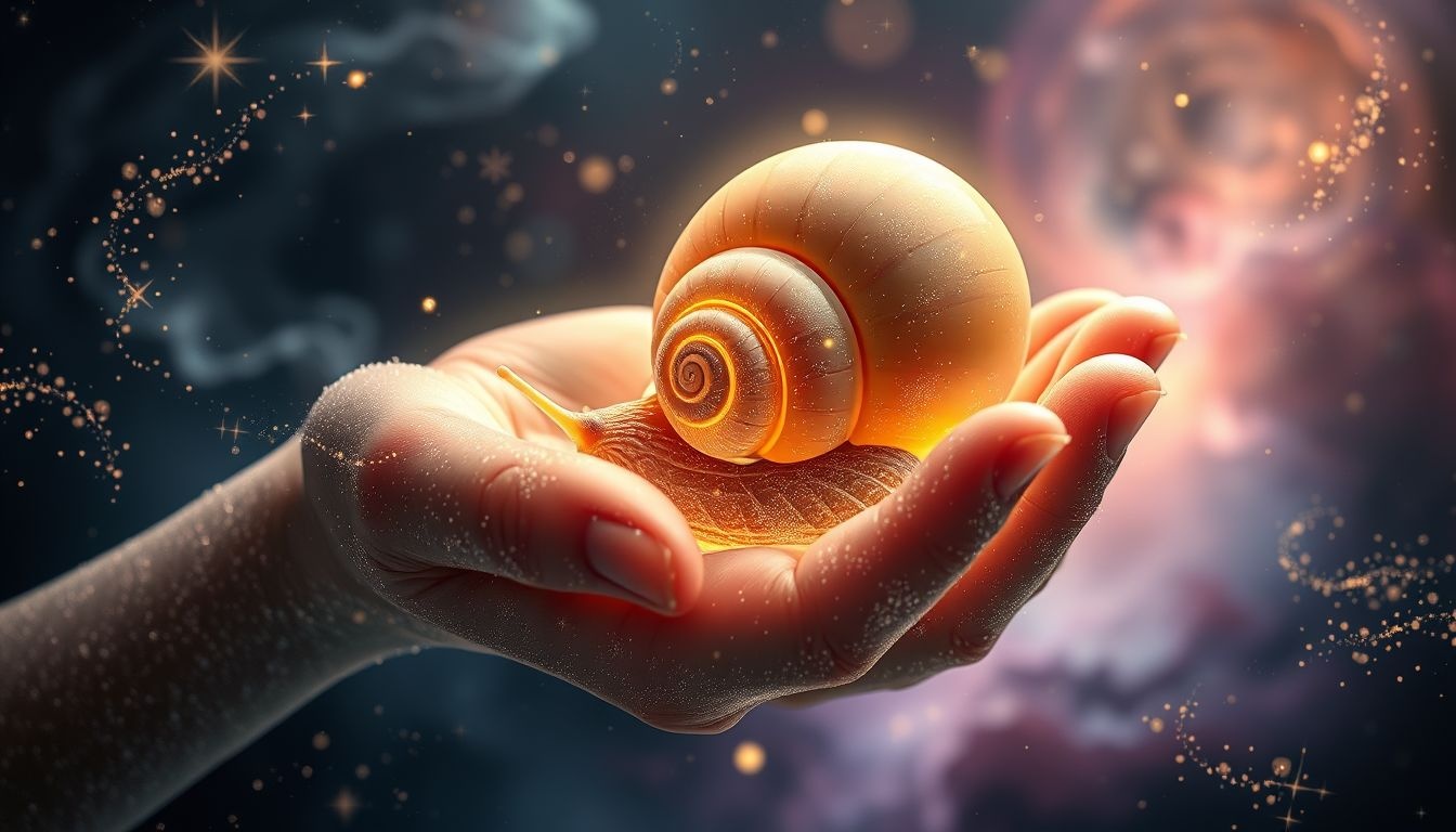 Muszla ślimaka symbolizuje ochronę i wsparcie w trudnościach.