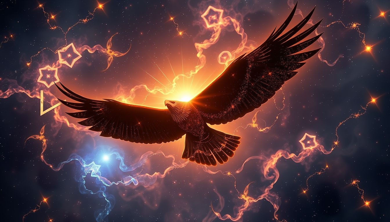 Orzeł symbolizuje wyższą świadomość, wolność i duchową wizję.