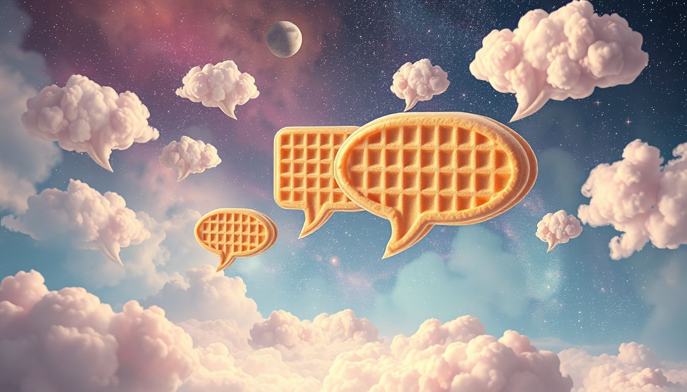Sen o gofrach rozmawiających symbolizuje ukryte konflikty i absurdy.