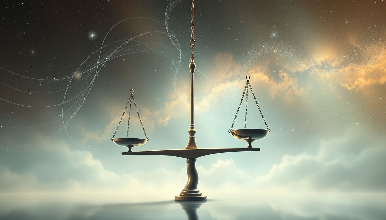 Waga bez odważników symbolizuje nierównowagę i trudne decyzje.