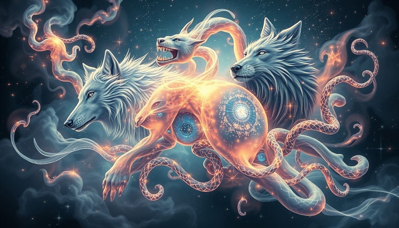 Wilki, lwy i węże symbolizują agresję i wewnętrzną siłę.