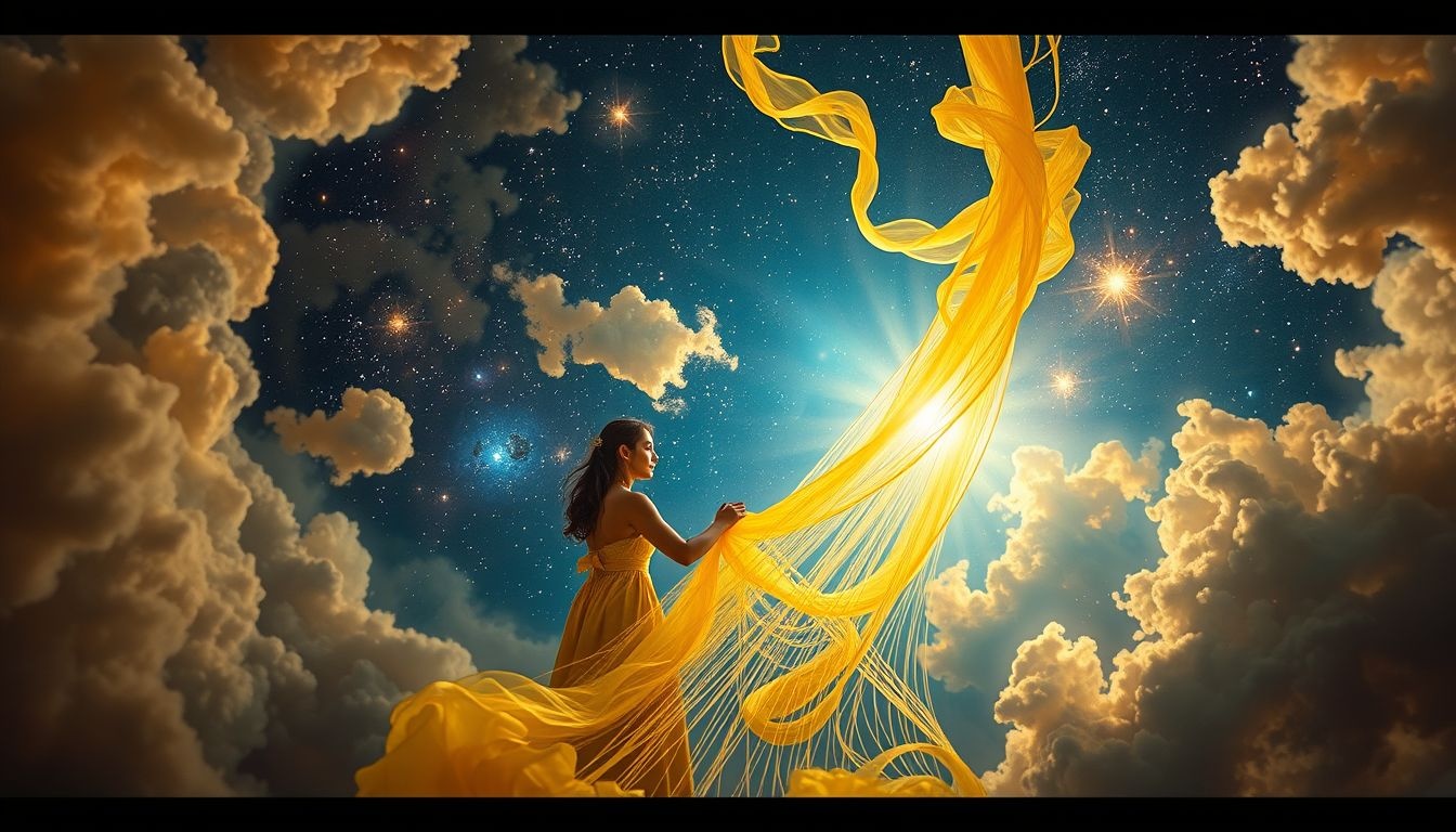 Farbiarz jedwabiu na żółto symbolizuje radość i kreatywność.