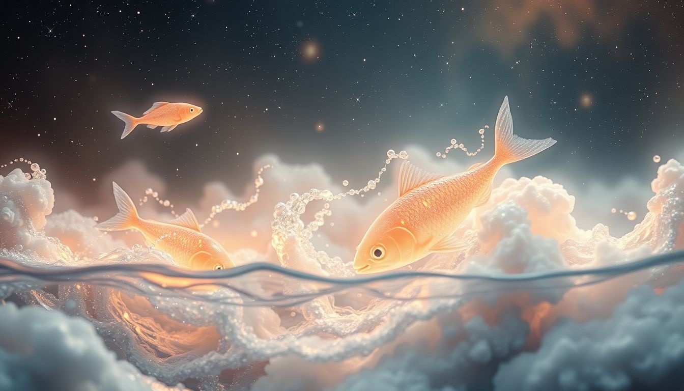 Musująca woda symbolizuje emocje, a ryby - ukryte pragnienia.