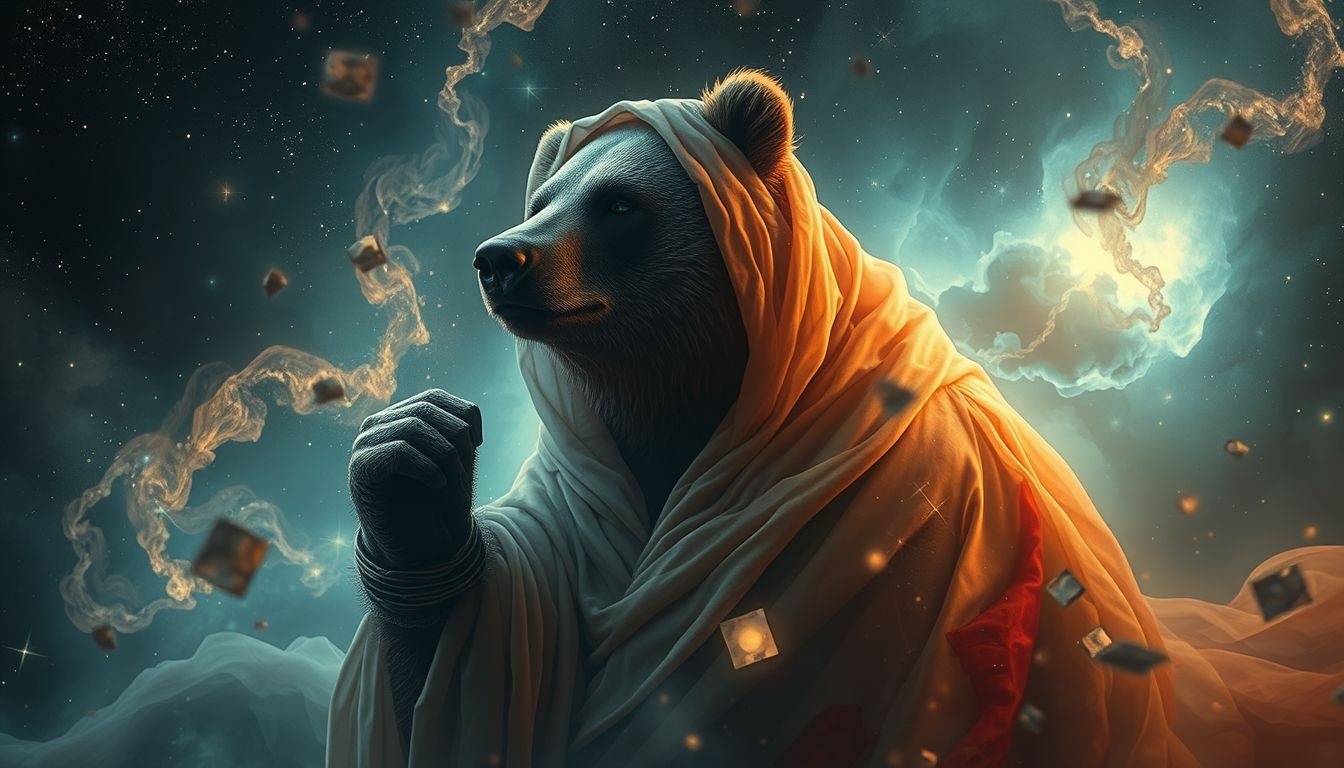 Niedźwiedź w ludzkim przebraniu symbolizuje ukryte zagrożenie we śnie.