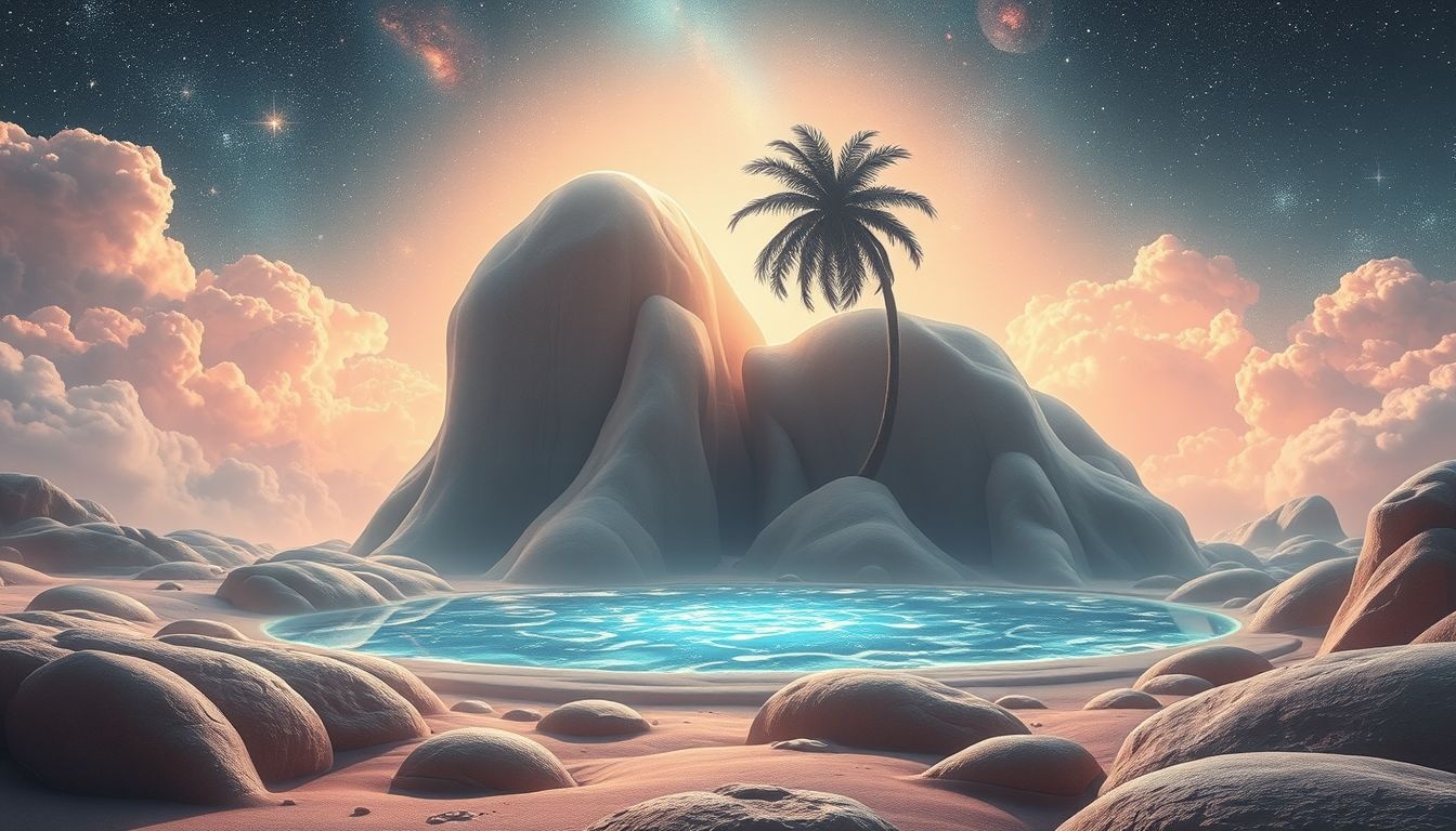 Oaza bez palm symbolizuje oczyszczenie i nowy początek.