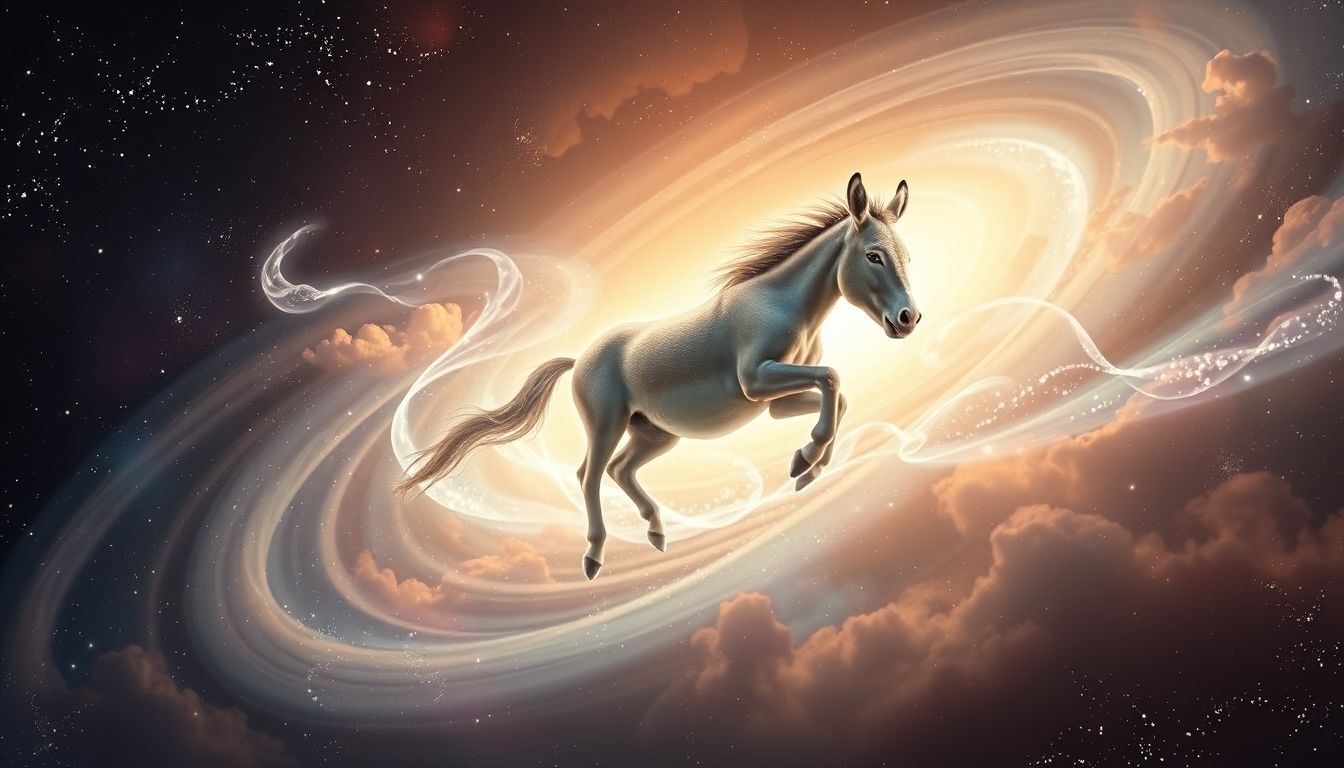 Osioł bez obciążenia symbolizuje lekkość i uwolnienie od trudności.