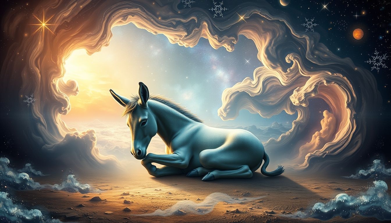 Osioł w stajni symbolizuje wytrwałość i pokonanie przeszkód.