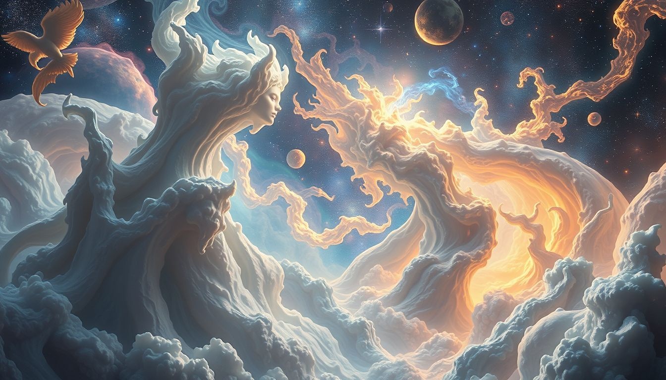 Porcja Duża symbolizuje przesyt i niepohamowane pragnienia snującego.