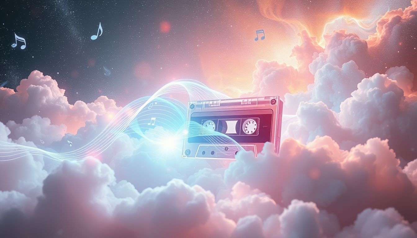 Słuchanie muzyki na magnetofonie symbolizuje nostalgię i wspomnienia.