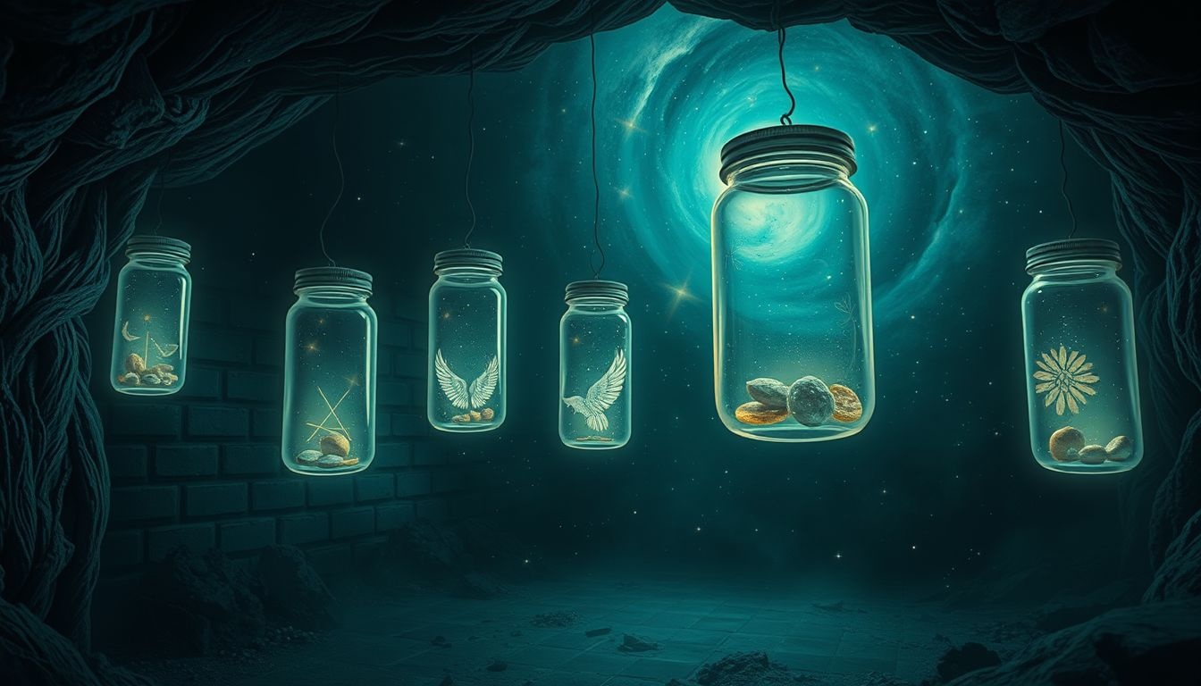 Słoje w piwnicy symbolizują ukryte wspomnienia i emocje.