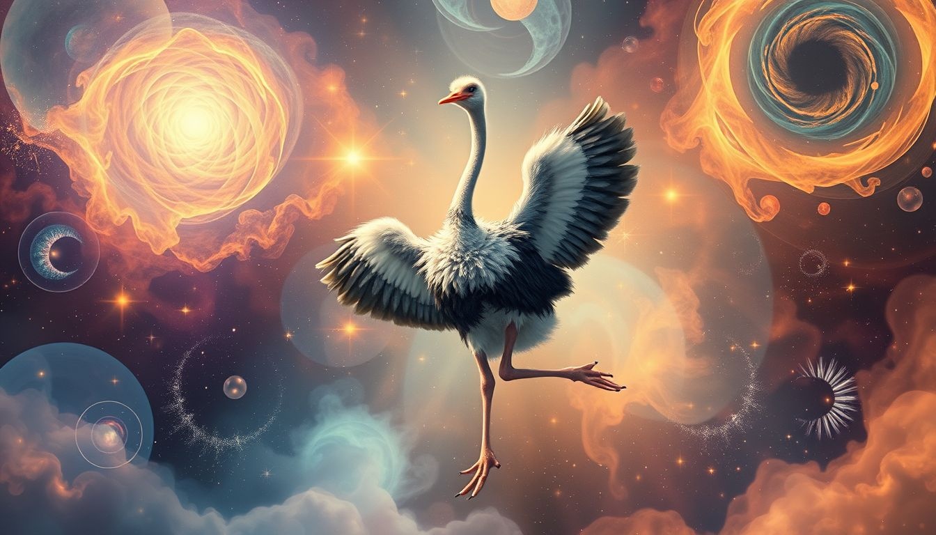 Struś tańczący symbolizuje wolność, radość i beztroskie chwile.