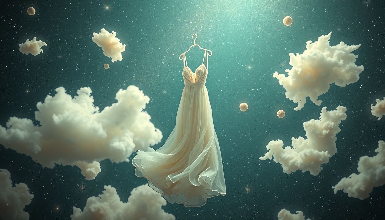 Suknia niepasująca do okazji symbolizuje niepewność i niezręczność.