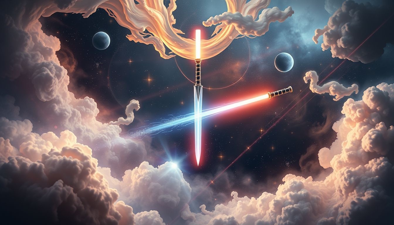 Szabla w obronie symbolizuje siłę i ochronę przed zagrożeniem.