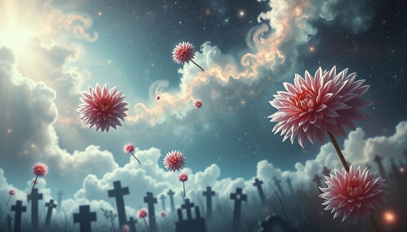 Dalia na cmentarzu symbolizuje pamięć i ukojenie duszy.
