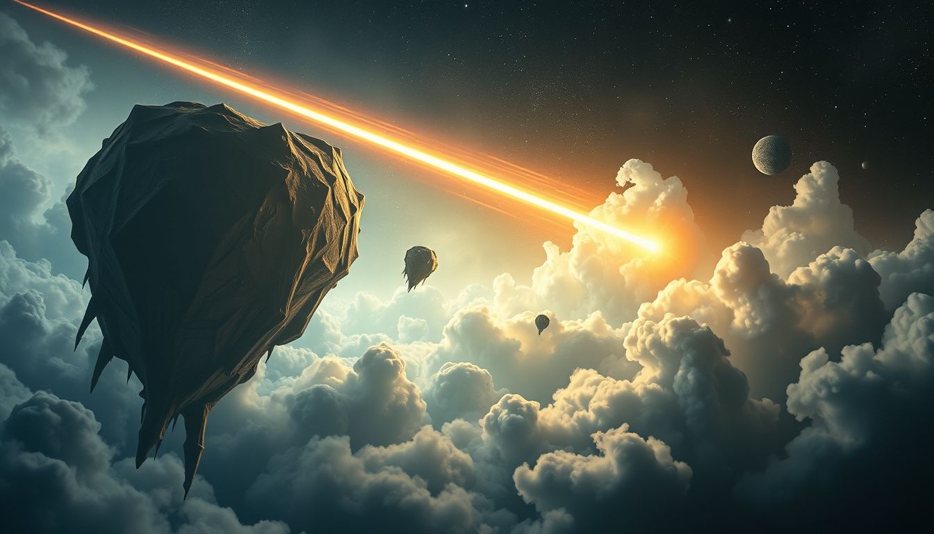 Meteor blisko symbolizuje nagłe zagrożenie i życiową niepewność.
