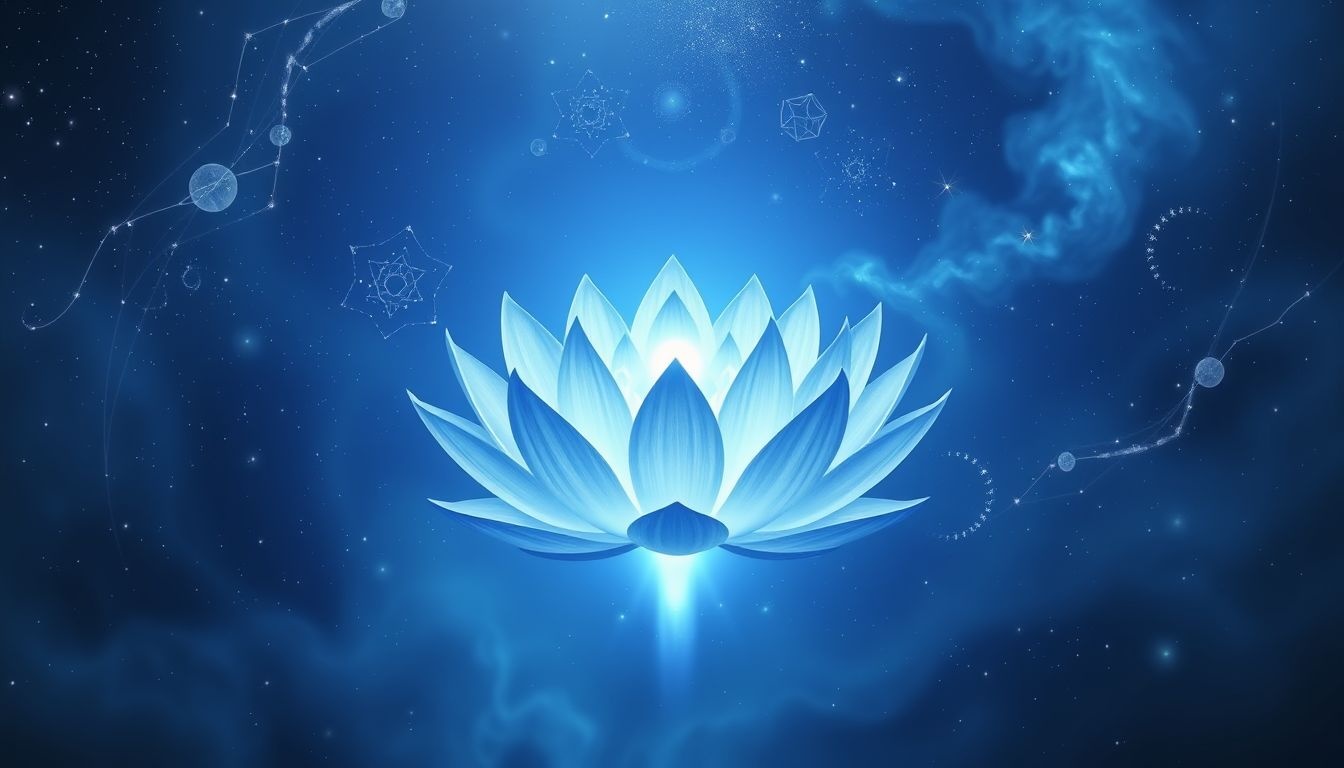 Niebieski lotos symbolizuje duchową mądrość i intuicyjną wiedzę.