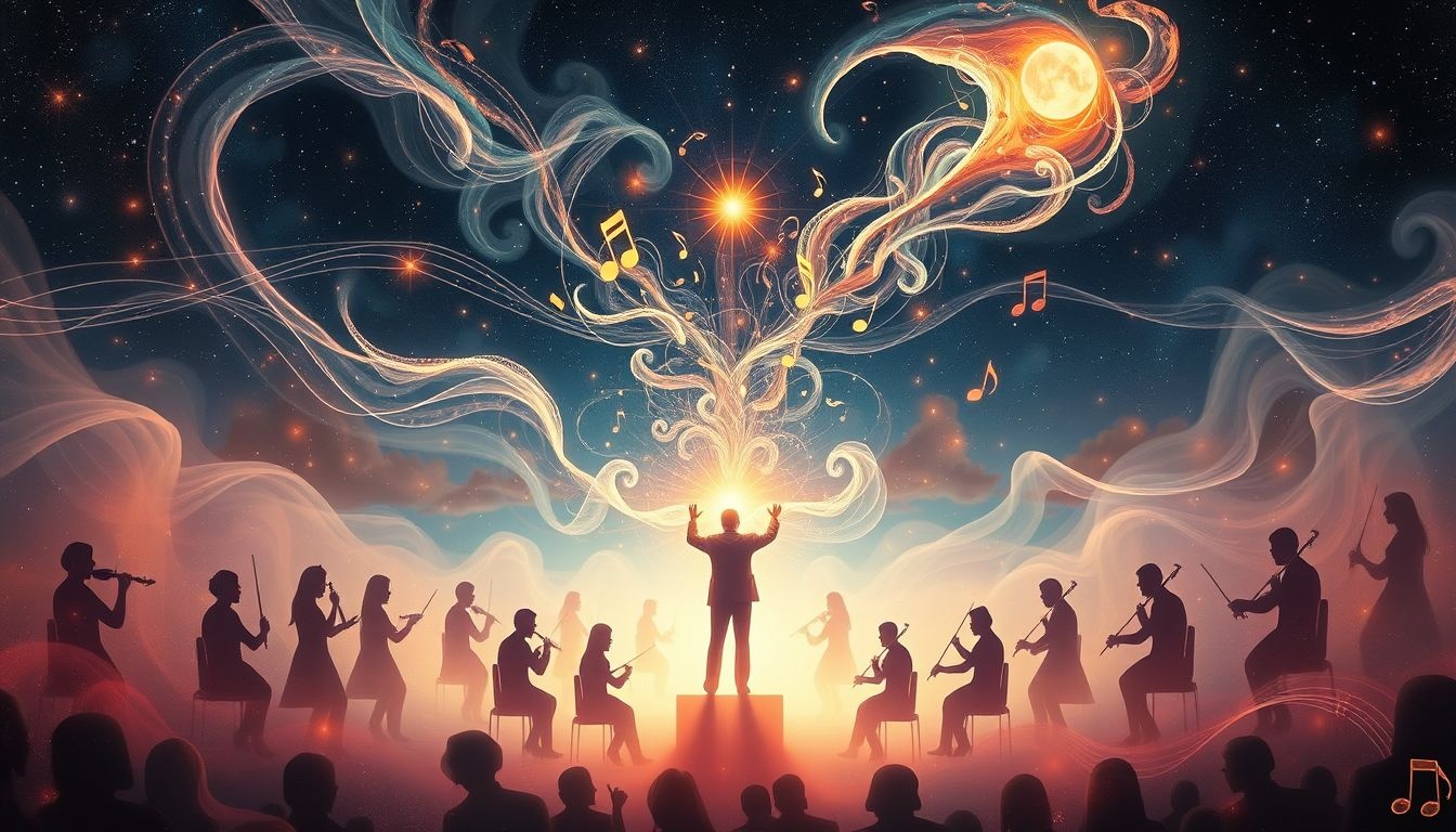 Orkiestra symbolizuje harmonię zespołu i przewodnictwo lidera.