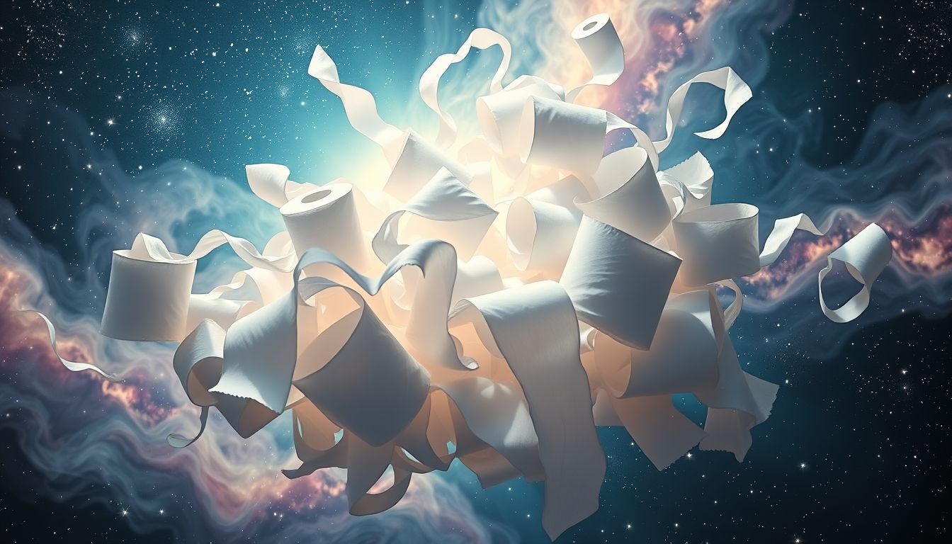 Papier toaletowy w nietypowych miejscach symbolizuje zagubienie i brak kontroli.