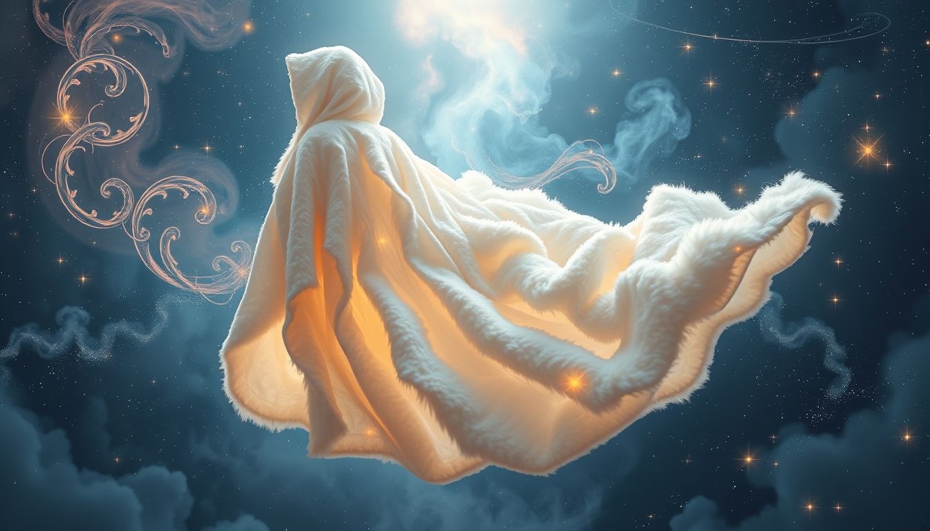 Płaszcz z owczej skóry symbolizuje duchową ochronę i oczyszczenie.