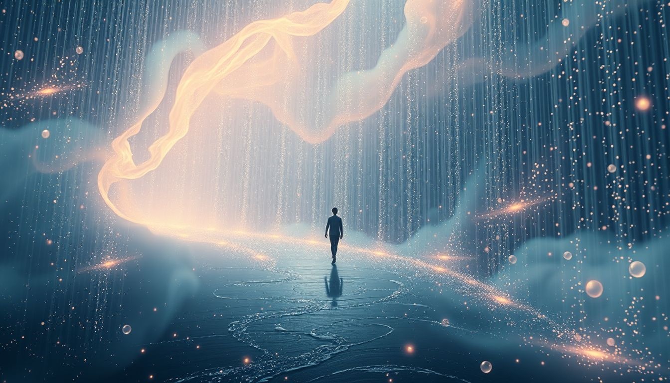 Przechodzenie przez ulicę w deszczu symbolizuje oczyszczenie emocjonalne i wyzwania.