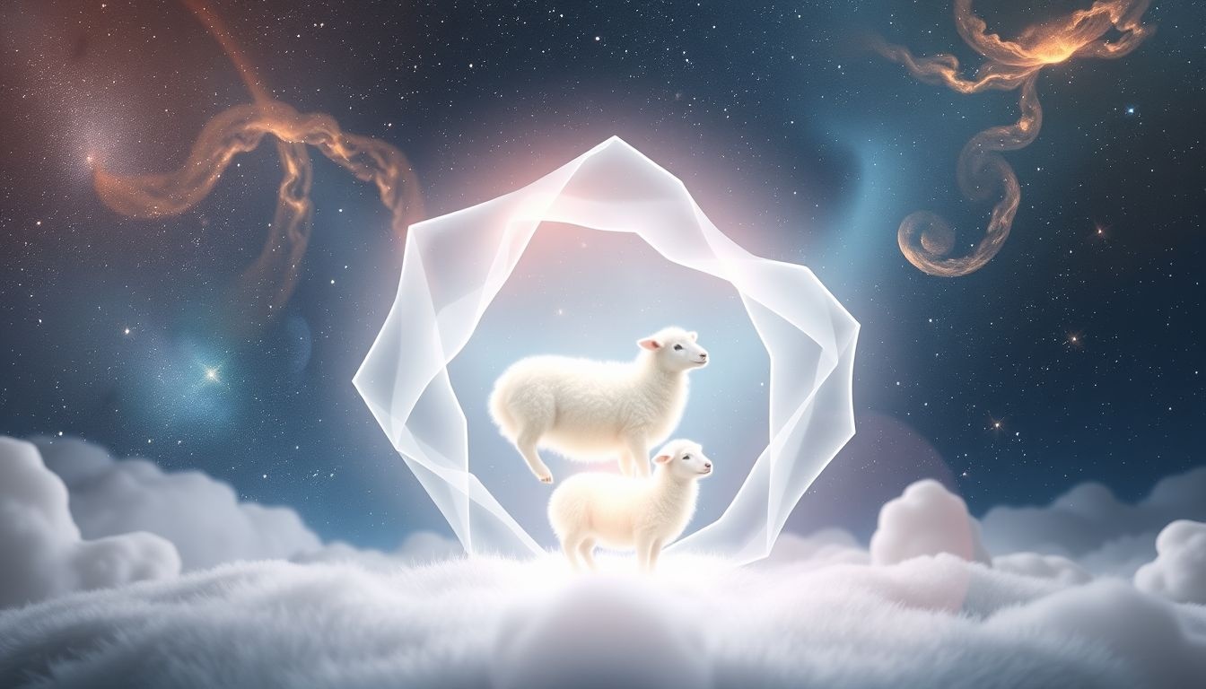 Białe owce w owczarni symbolizują niewinność i spokój ducha.