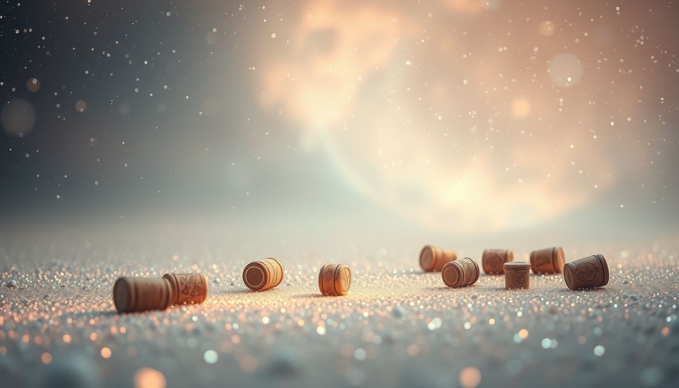 Korki od szampana na ziemi symbolizują utracone życiowe okazje.