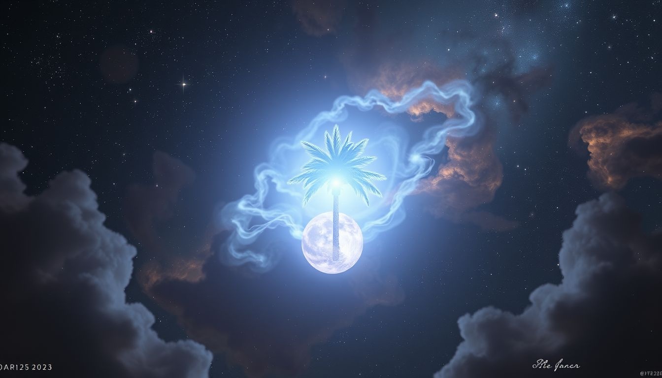 Widok datlowej palmy symbolizuje obfitość i rozwój duchowy.