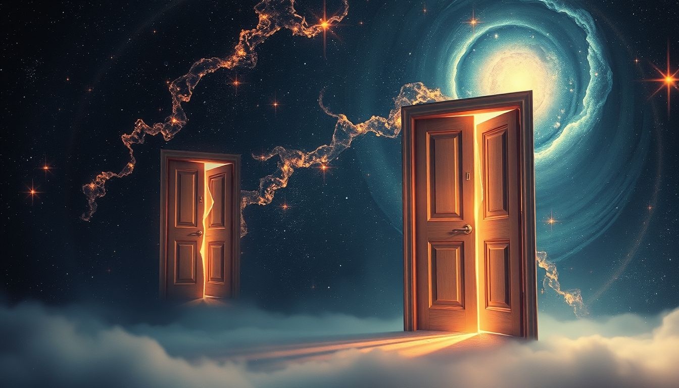 Uszkodzone tylne drzwi symbolizują utratę kontroli nad przeszłością.