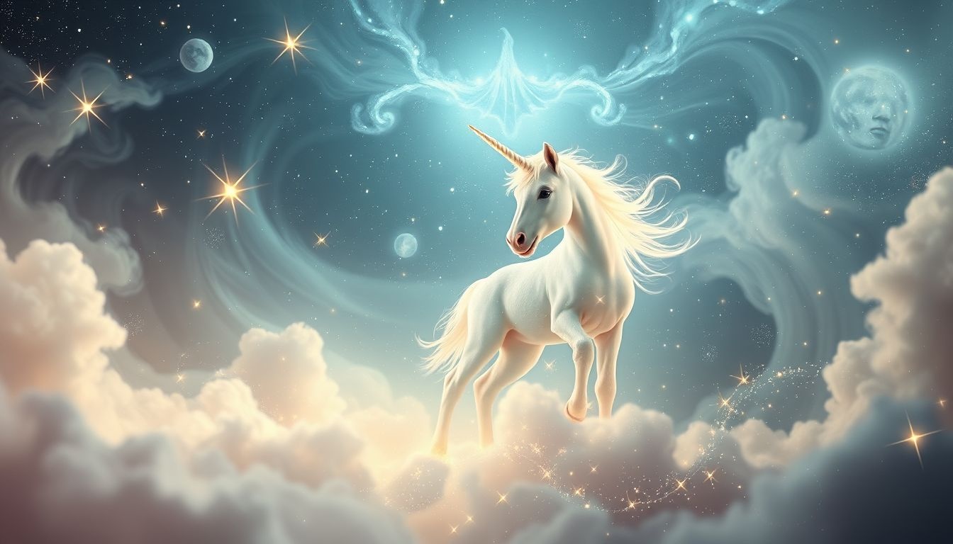 Dziecko jednorożca symbolizuje czystą kreatywność i nowe początki.
