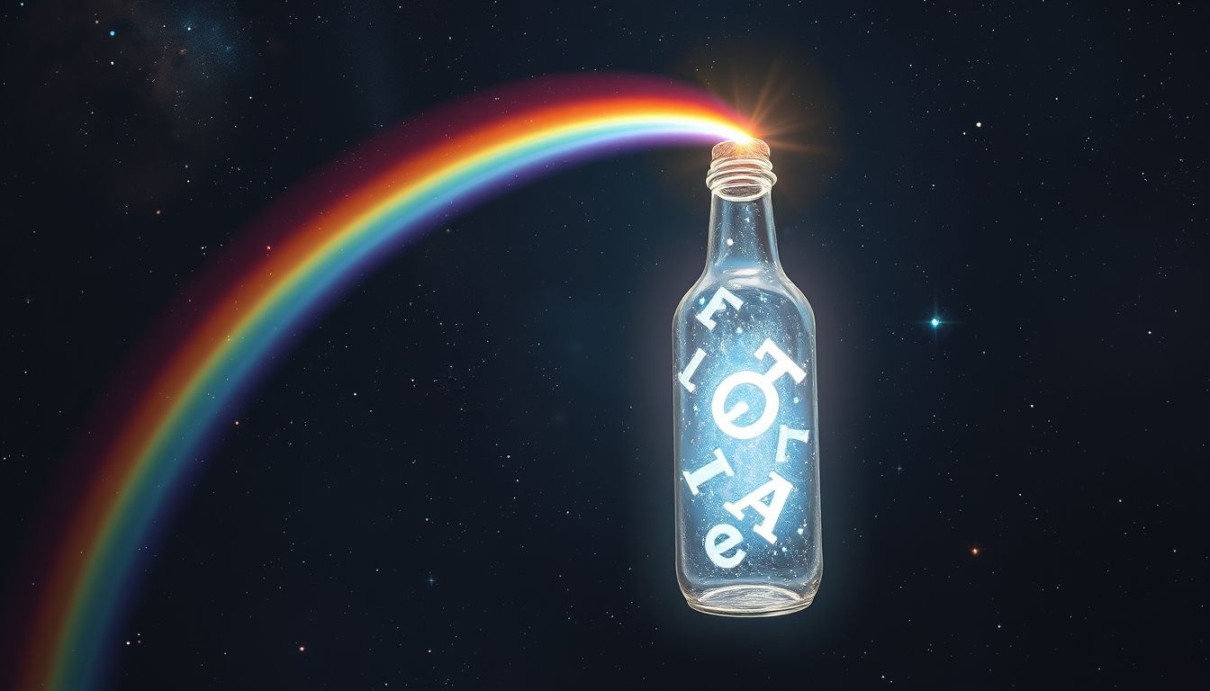 Sny o tęczy na liście symbolizują nadzieję ukrytą w komunikacji.