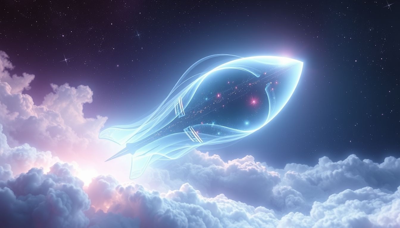 Statek kosmiczny symbolizuje podróż ku nowym życiowym możliwościom.