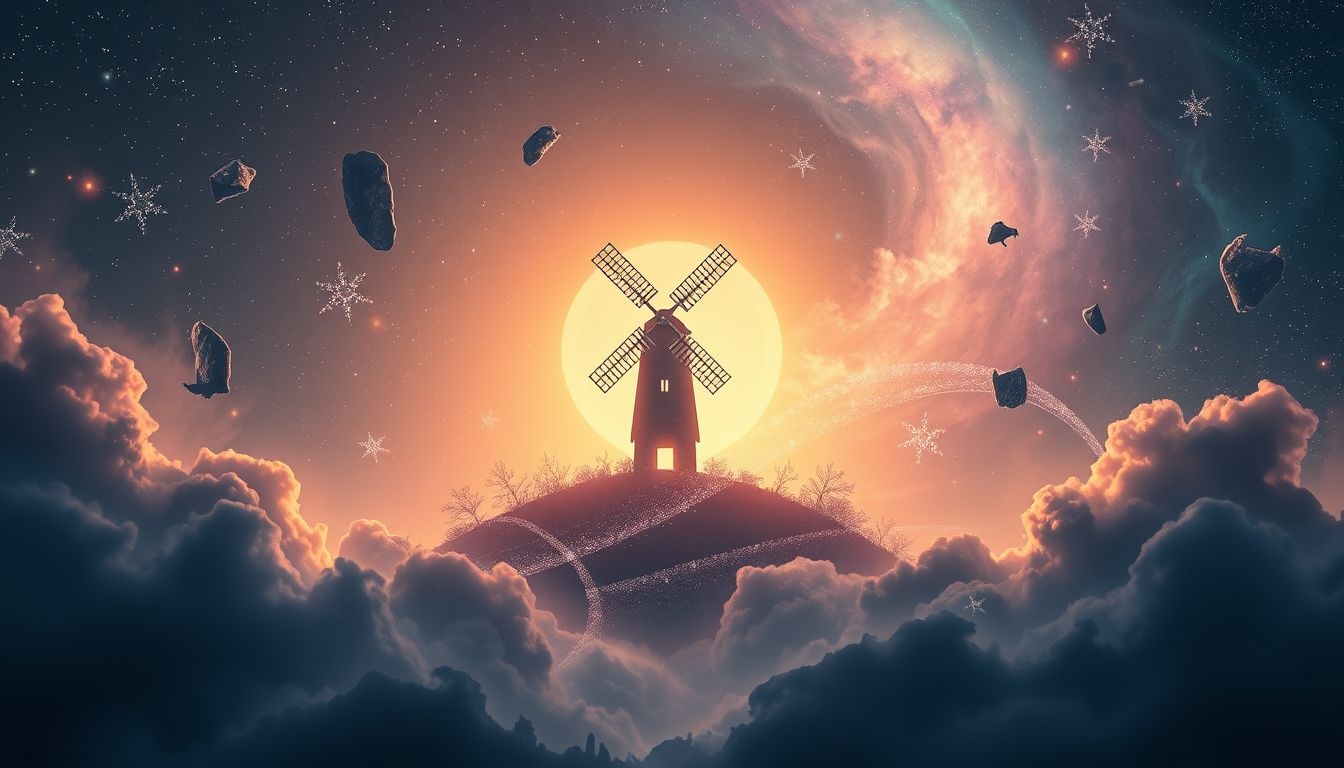 Wiatrak symbolizuje harmonię natury i ludzkiej pracy.