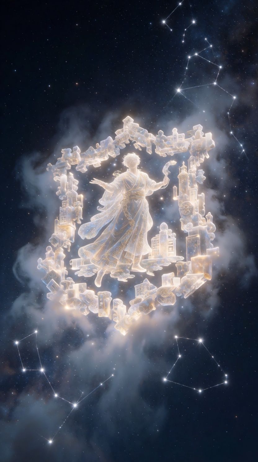 Herb miasta na tle nocnego nieba, sen symboliczny.