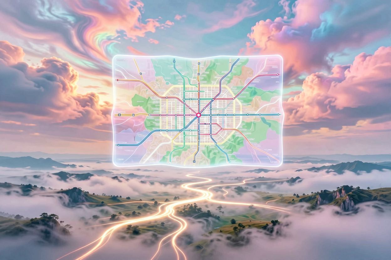 Mapa metra w śnie symbolizująca poszukiwanie życiowej drogi