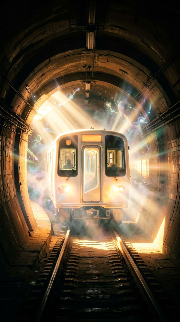 Metro wyjeżdżające z ciemnego tunelu na światło dzienne