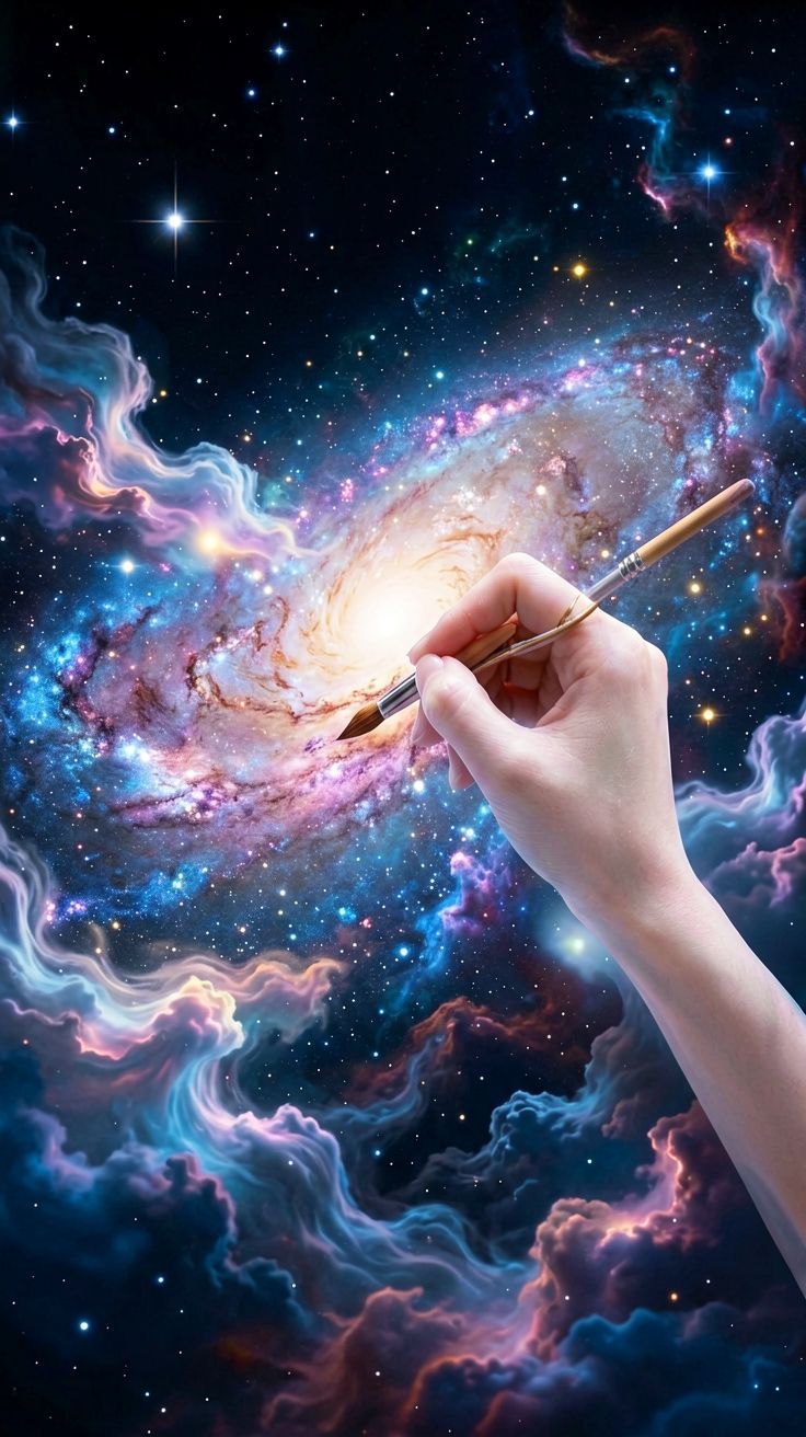 Ilustracja malowania galaktyki – symbolika snu o kosmosie