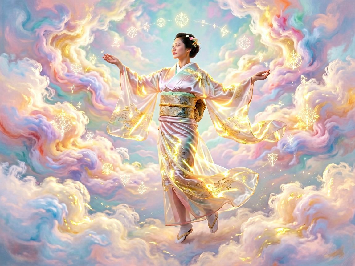 Luksusowe jedwabne kimono symbolizujące bogactwo i elegancję.