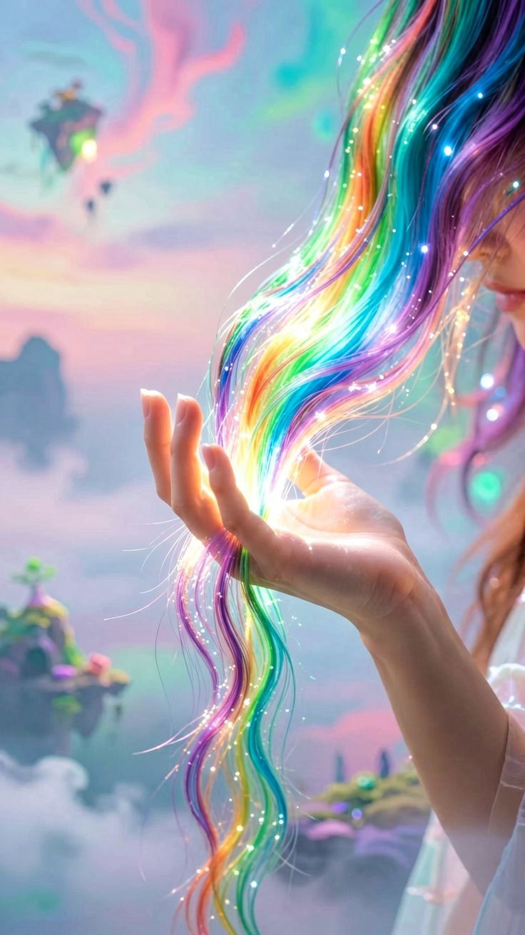Kolorowe włosy po użyciu magicznego szamponu we śnie