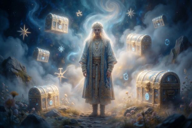 Ilustracja skarbów symbolizujących znaczenie snów.