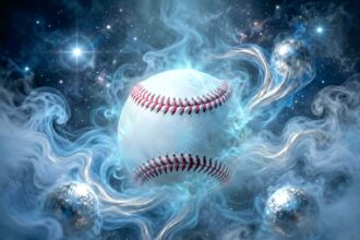 Logo drużyny baseballowej New York Yankees na tle stadionu