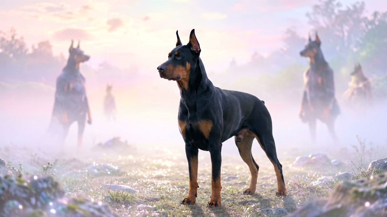 Doberman ignorujący obecność człowieka, symbol snu.