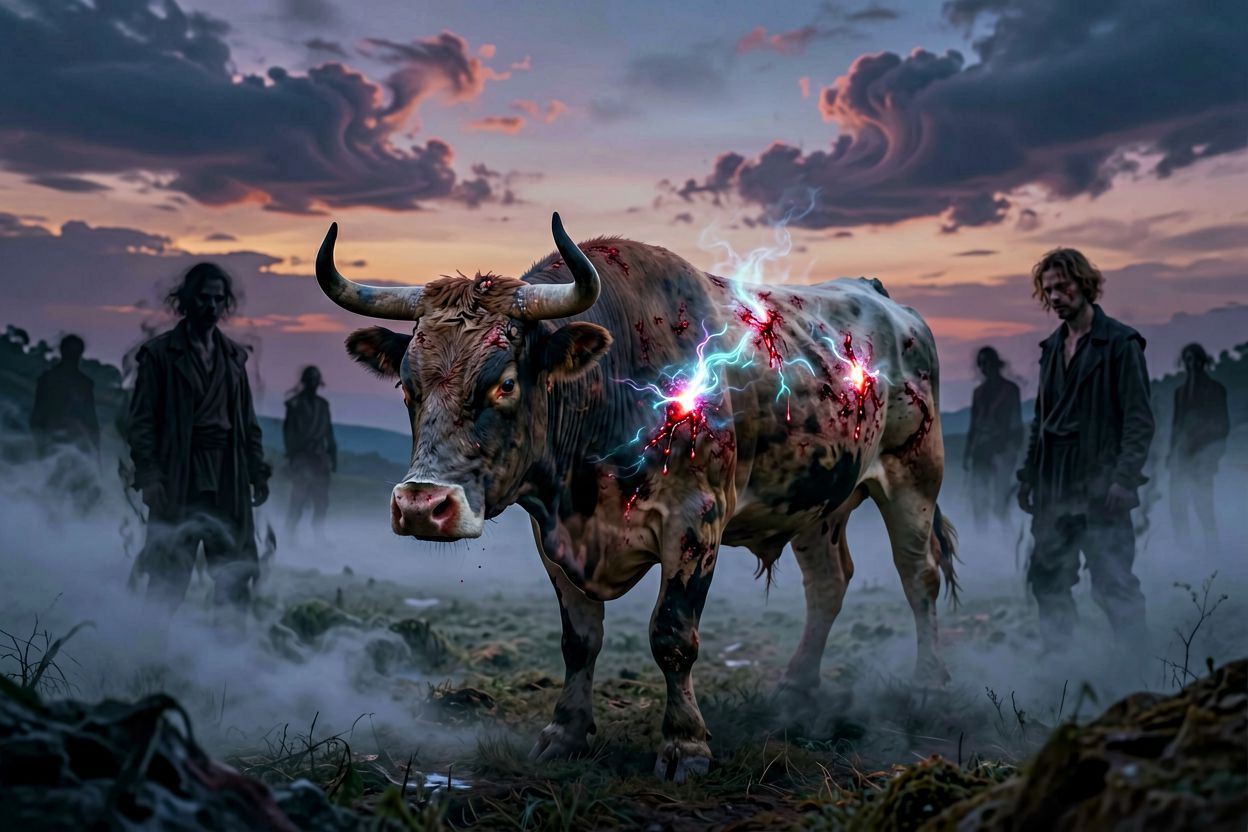 Ilustracja rannego byka symbolizująca ukryte poczucie winy.